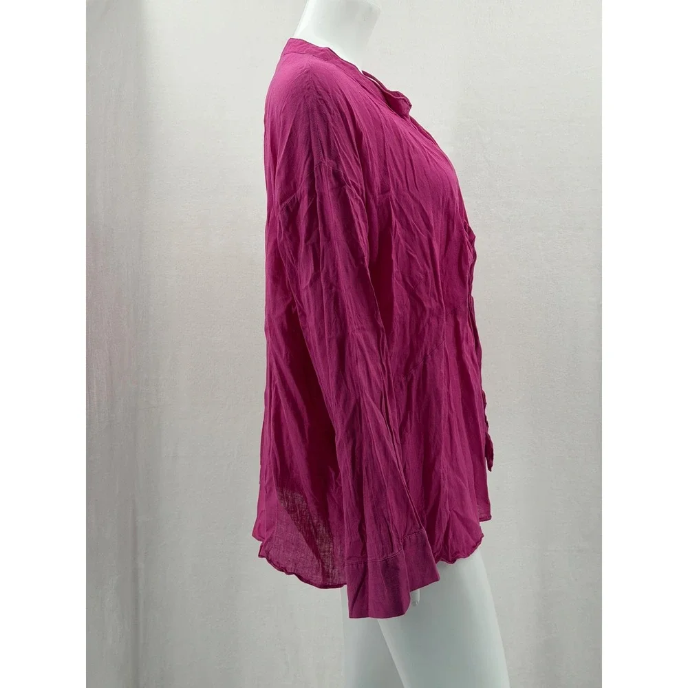 Michael Kors Top Women 3X Pink Button Up Summer Linen Blend Casual V-Neck Travel